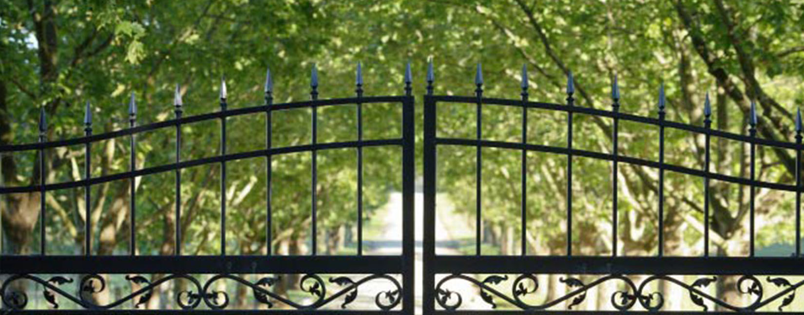 Black ornamental driveway security gate